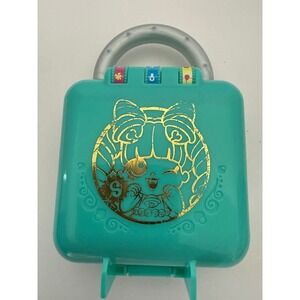 Polly Pocket Secret Lock Pets Compact Teal Gold Foil Anime Girl Mattel Toy